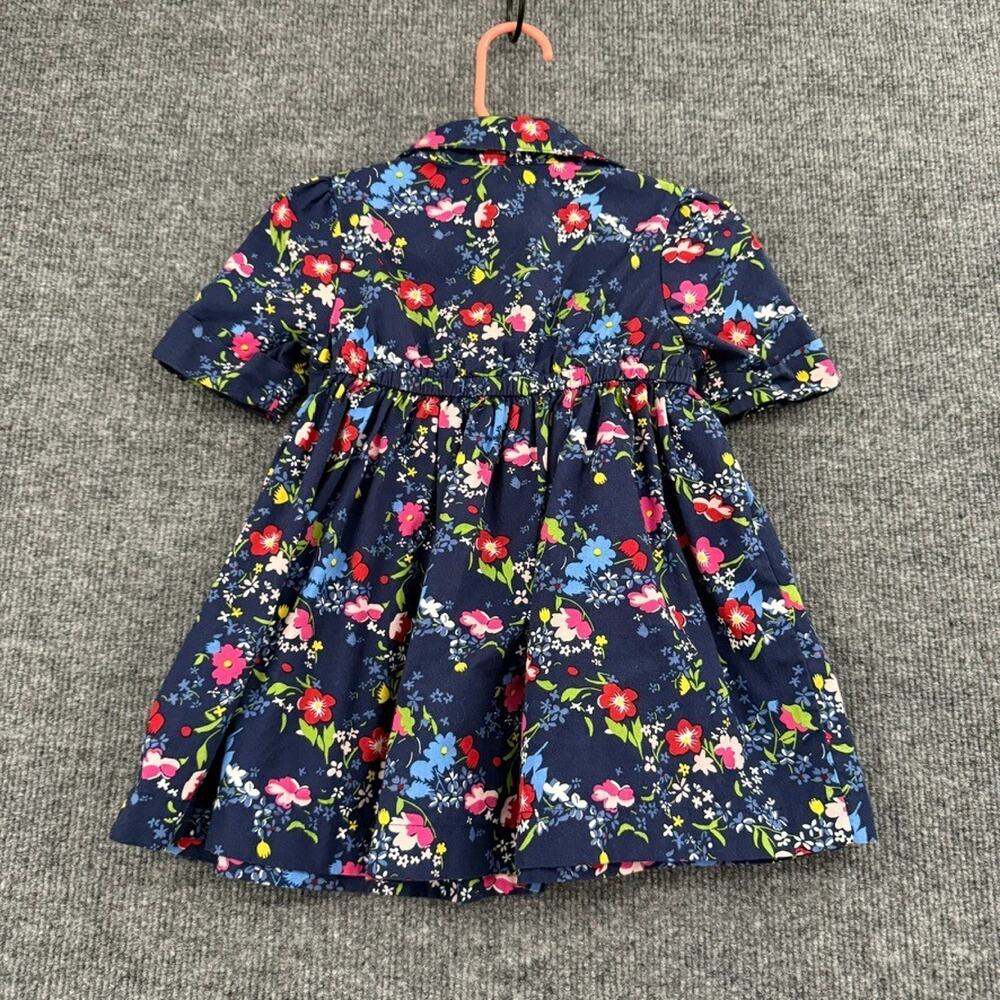Old Navy Baby Toddler Girls Floral Shirt Dress Size 18-24 Months Navy Cotton - Picture 4 of 7